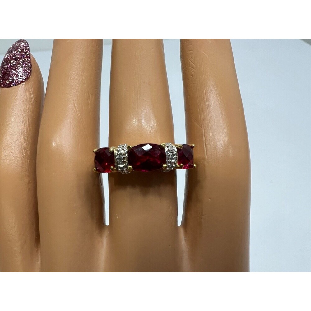 Vintage Ross Simons Band Ring Gold Plated 925 Sterling Silver Ruby Ring sz 9